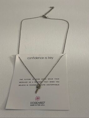 Dogeared Silver Tone Key Charm Necklace